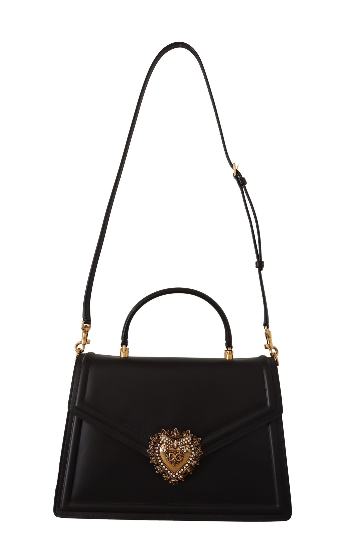 Dolce & Gabbana Elegant Black Devotion Leather Shoulder Bag