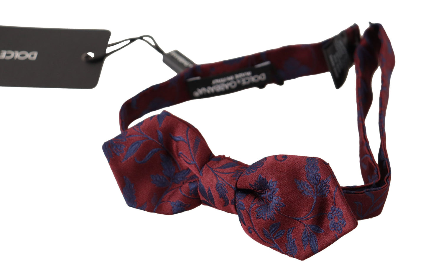 Dolce & Gabbana Maroon Silk Bow Tie with Blue Flower Pattern