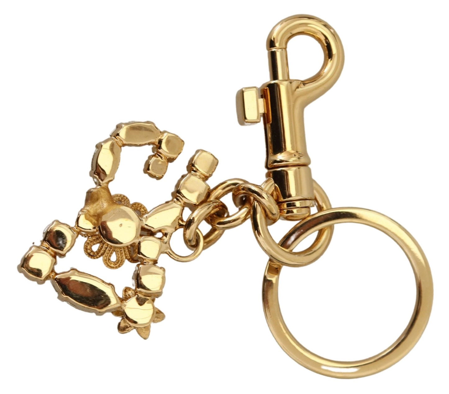 Dolce & Gabbana Elegant Gold-Toned Crystal Keychain