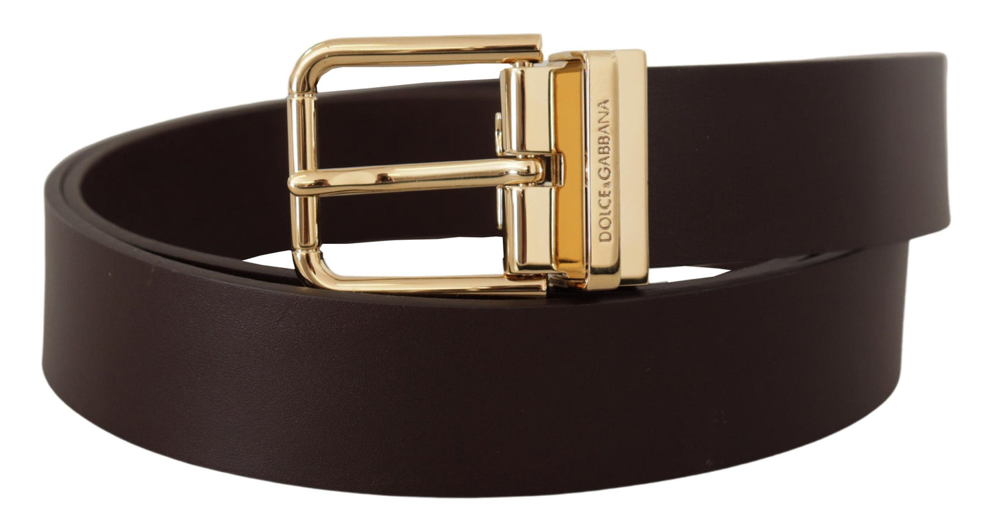 Dolce & Gabbana Elegant Dark Brown Leather Belt