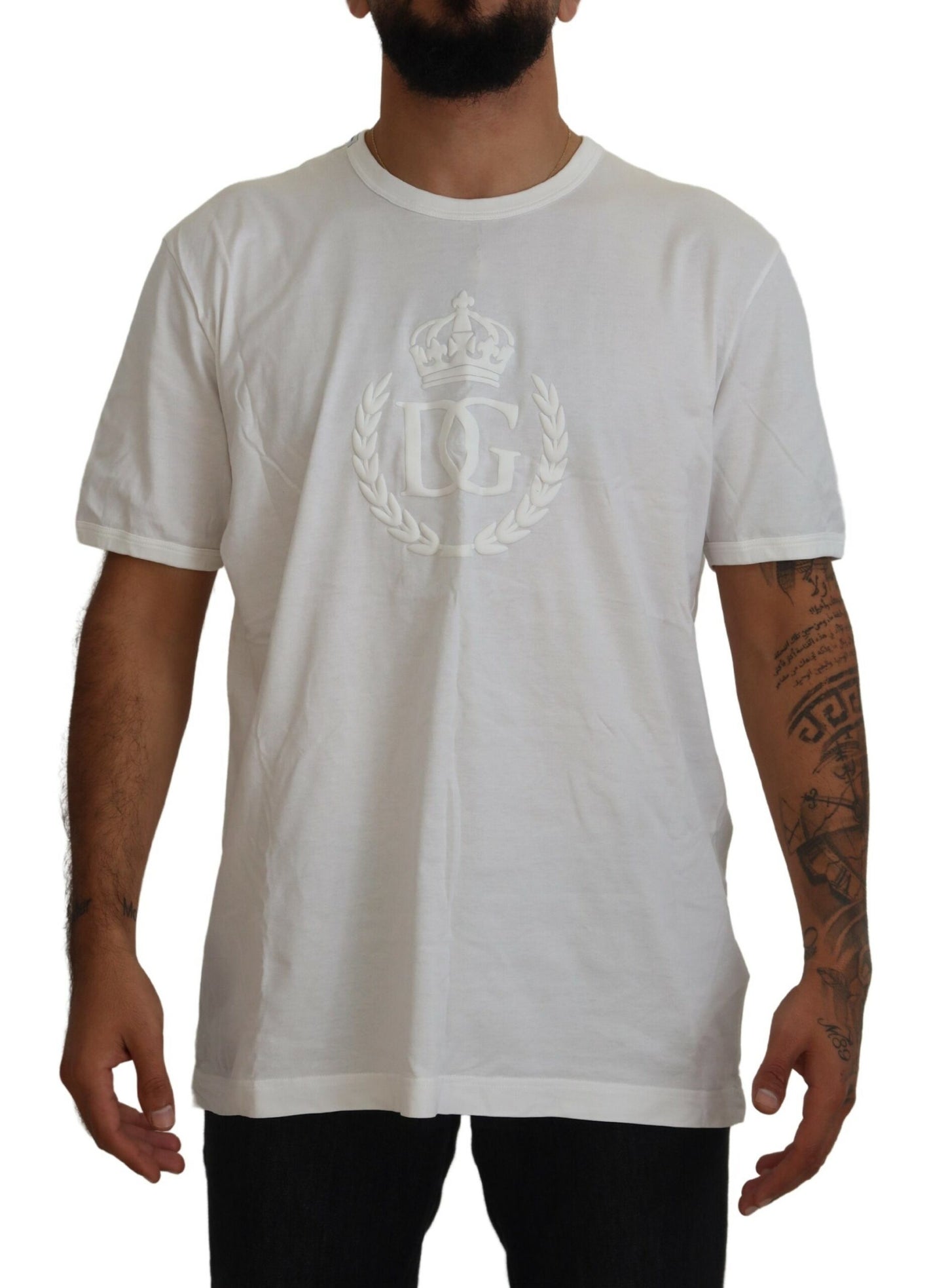 Dolce & Gabbana Elegant White Crew Neck Logo Tee