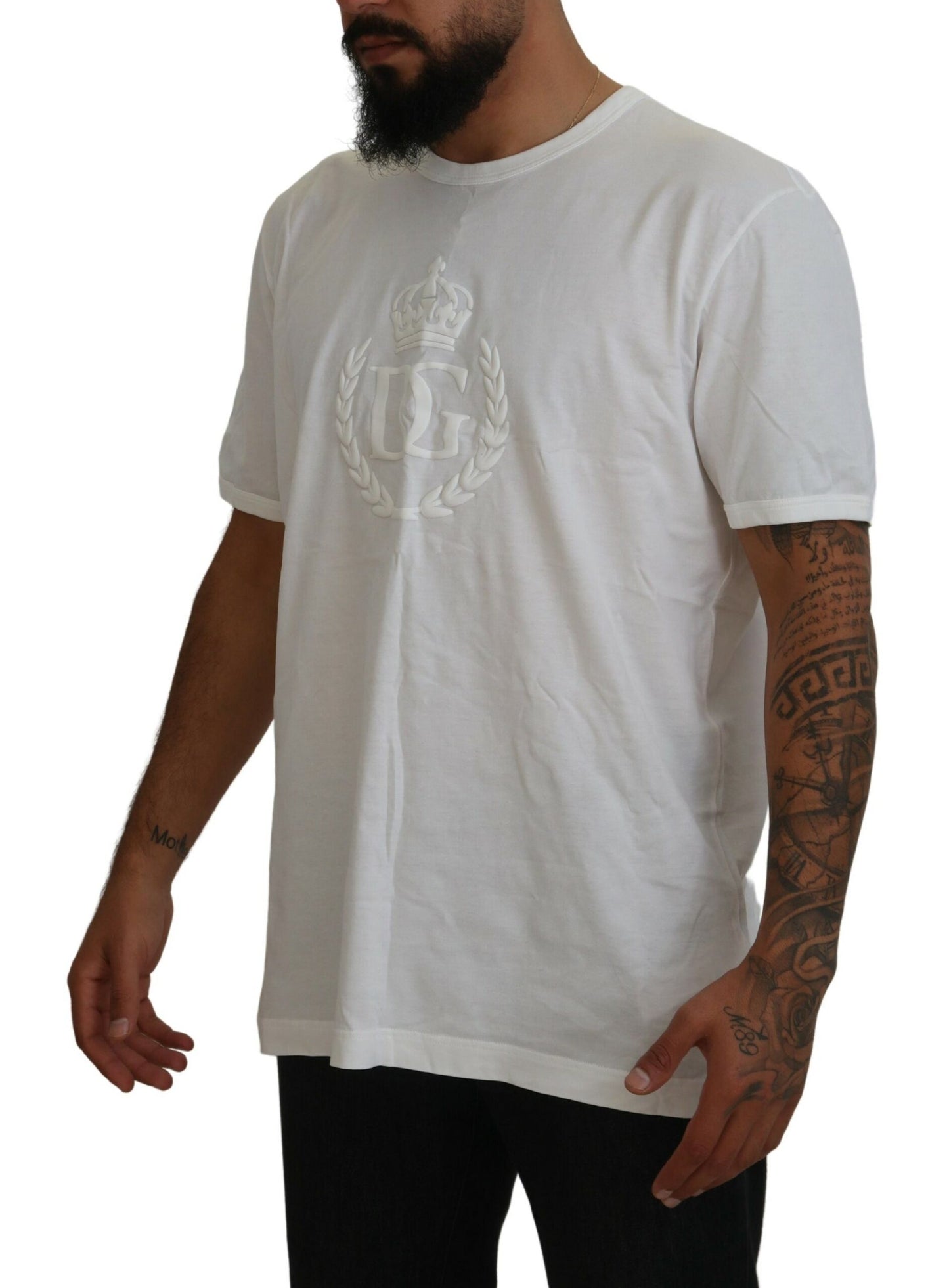 Dolce & Gabbana Elegant White Crew Neck Logo Tee