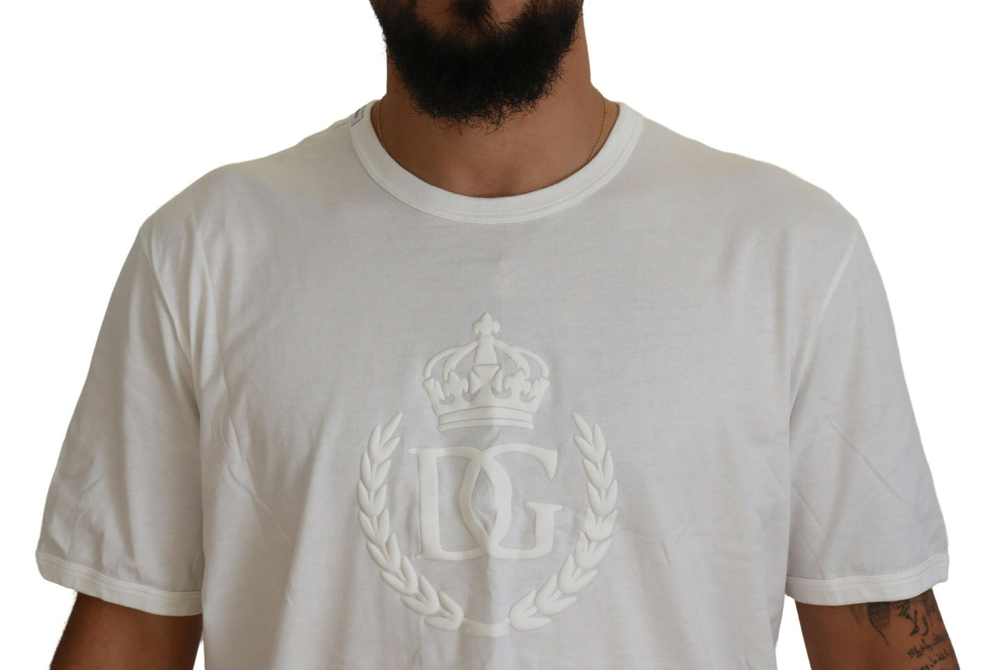 Dolce & Gabbana Elegant White Crew Neck Logo Tee