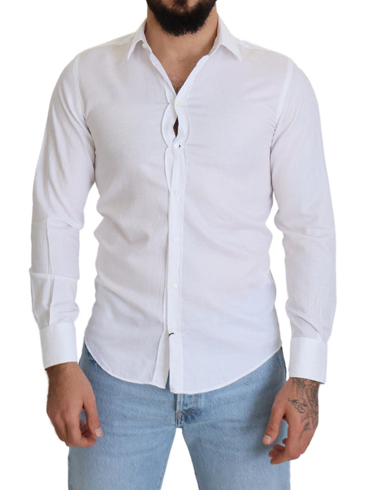 Dolce & Gabbana Elegant Slim Fit White Cotton Shirt