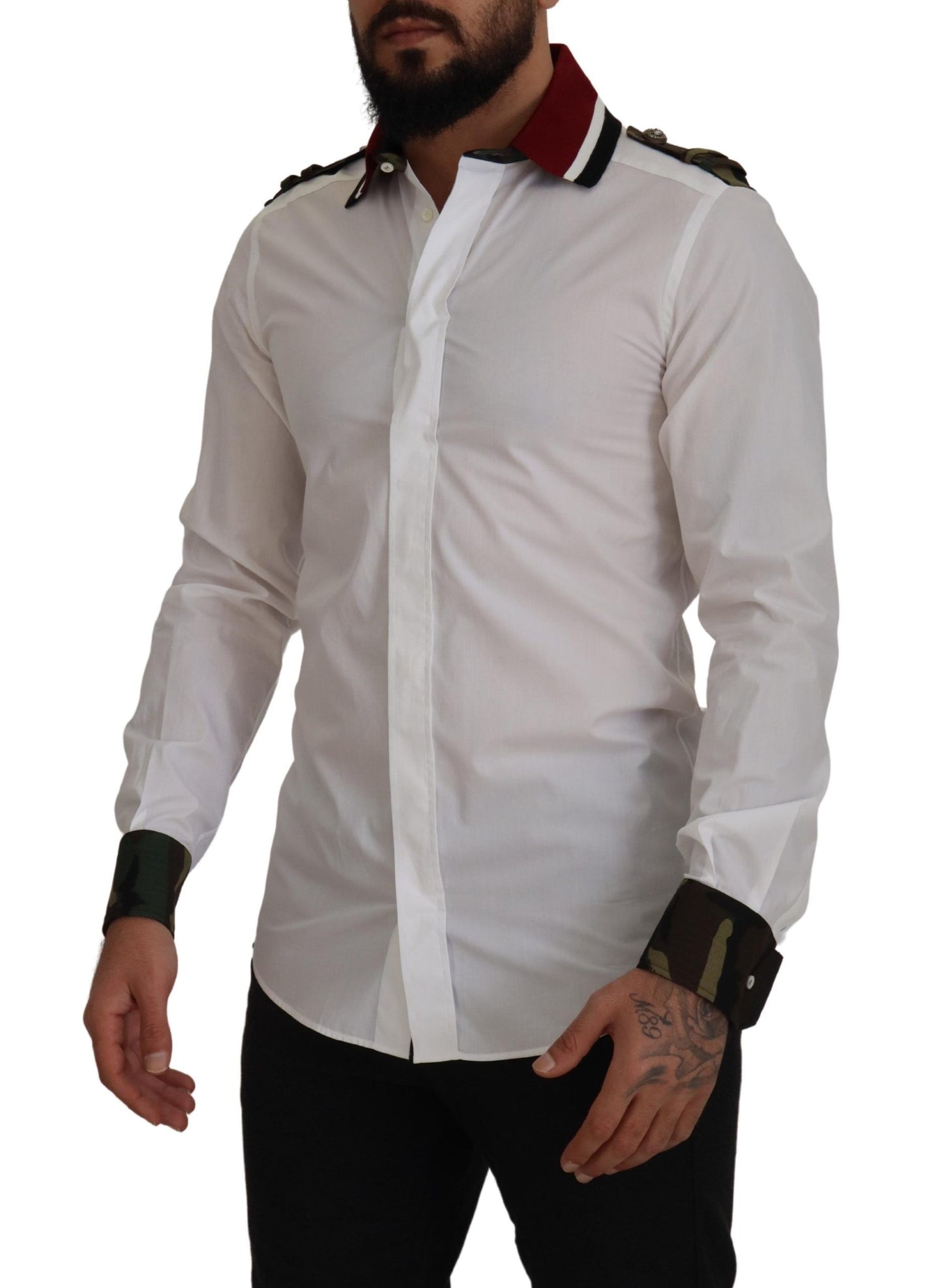 Dolce & Gabbana Elegant Slim Fit White Cotton Dress Shirt