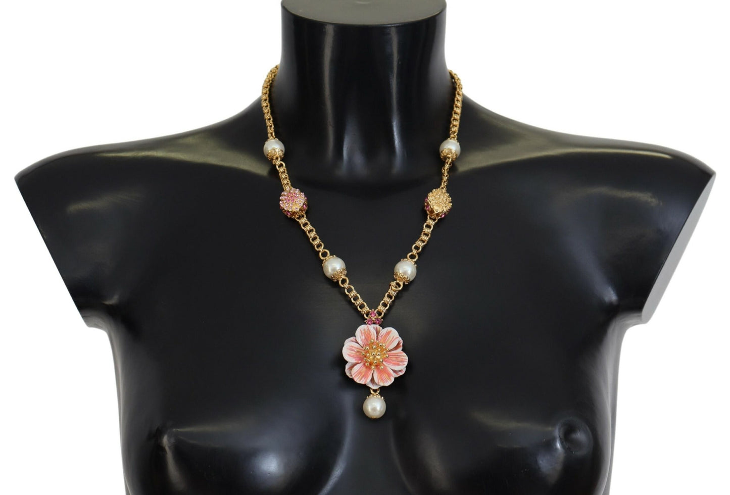 Dolce & Gabbana Elegant Floral Statement Charm Necklace