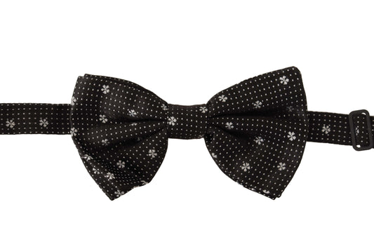 Dolce & Gabbana Elegant Black Silk Polka Dot Bow Tie