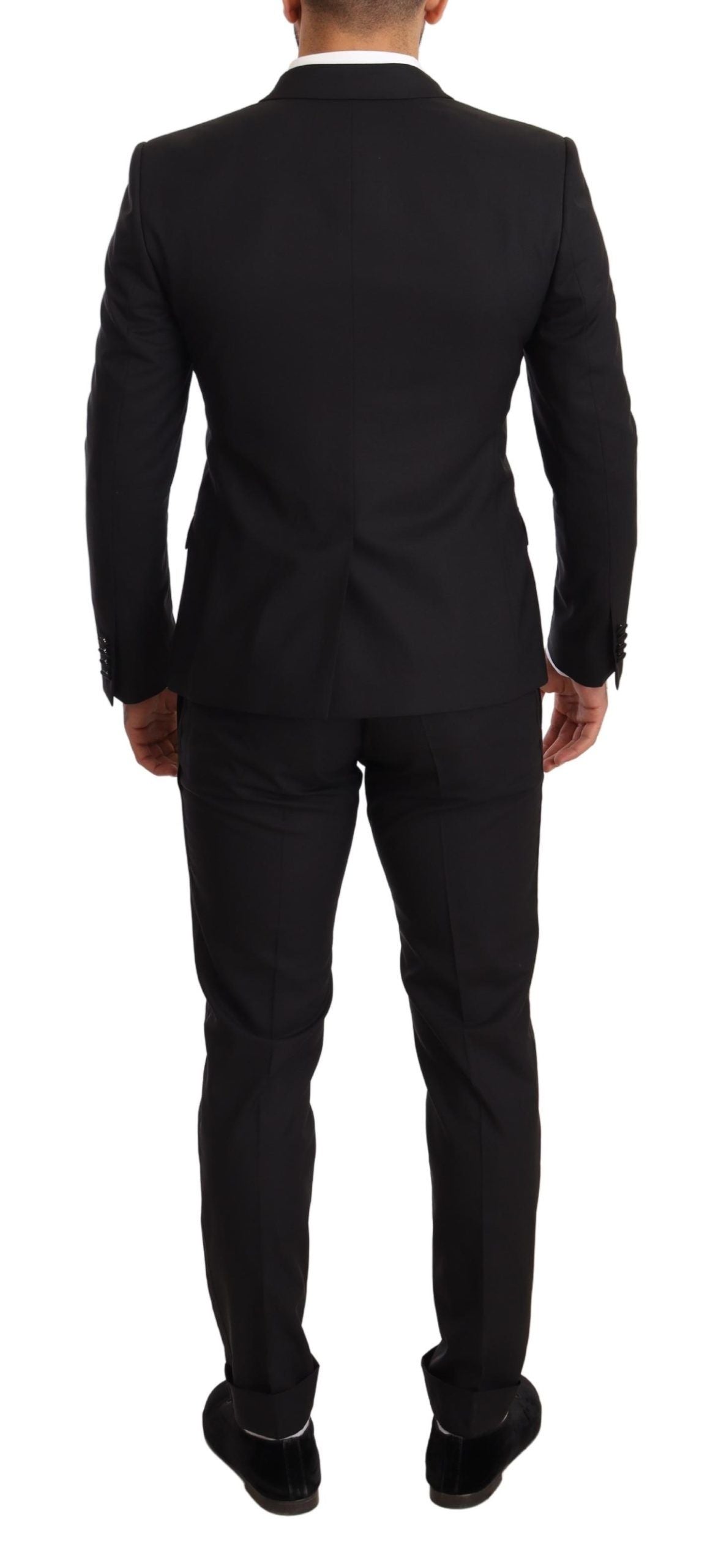 Dolce & Gabbana Sleek Black Three-Piece Wool Silk Suit