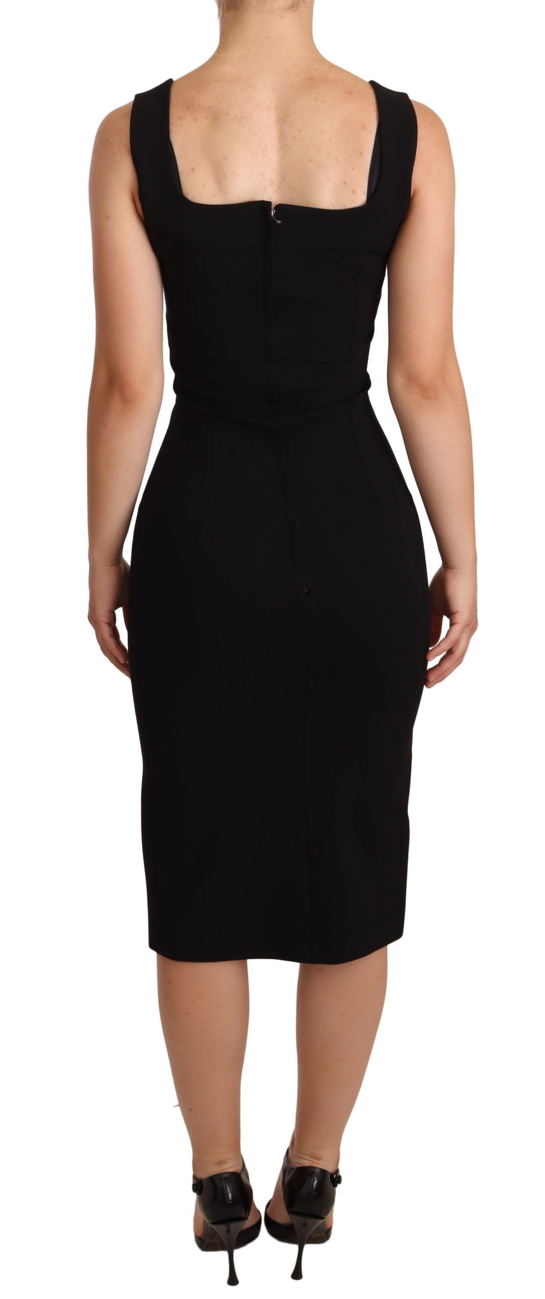 Dolce & Gabbana Sleek Square Neck Midi Cocktail Dress