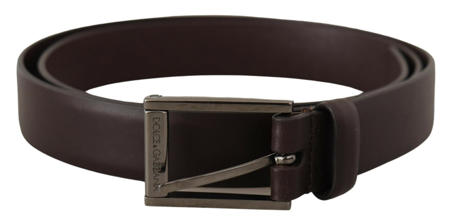 Dolce & Gabbana Elegant Dark Brown Leather Belt