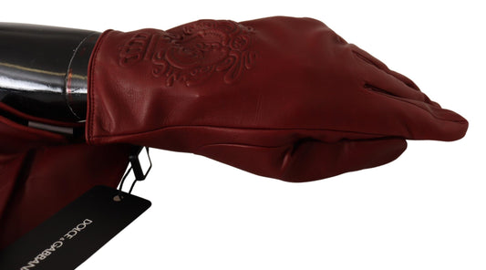 Dolce & Gabbana Elegant Burgundy Leather Gloves for Men