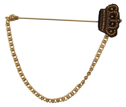 Dolce & Gabbana Elegant Gold Tone Glass-Accented Brooch Pin