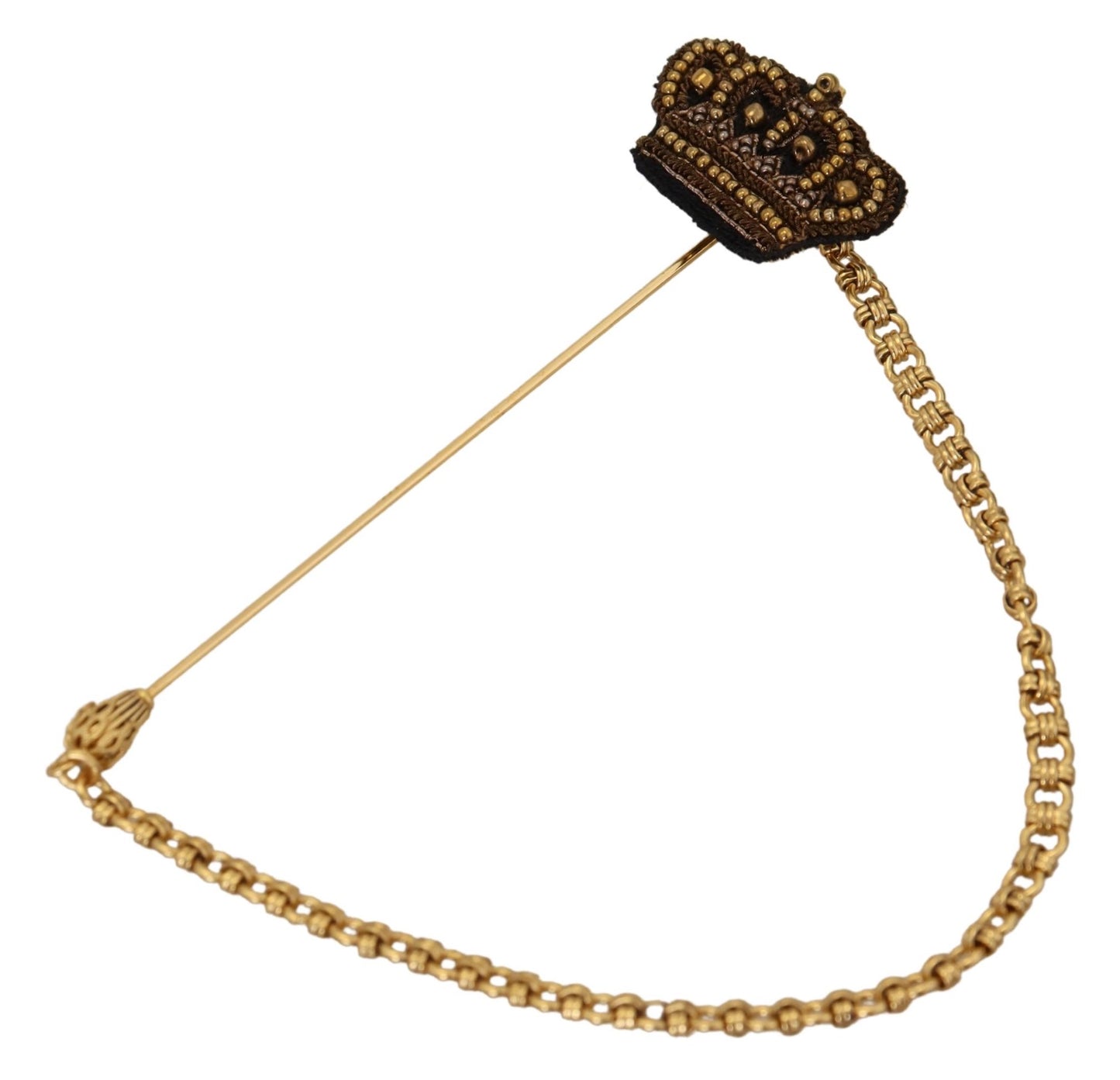 Dolce & Gabbana Elegant Gold Tone Glass-Accented Brooch Pin