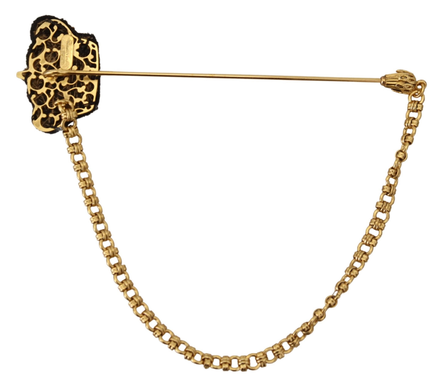 Dolce & Gabbana Elegant Gold Tone Glass-Accented Brooch Pin