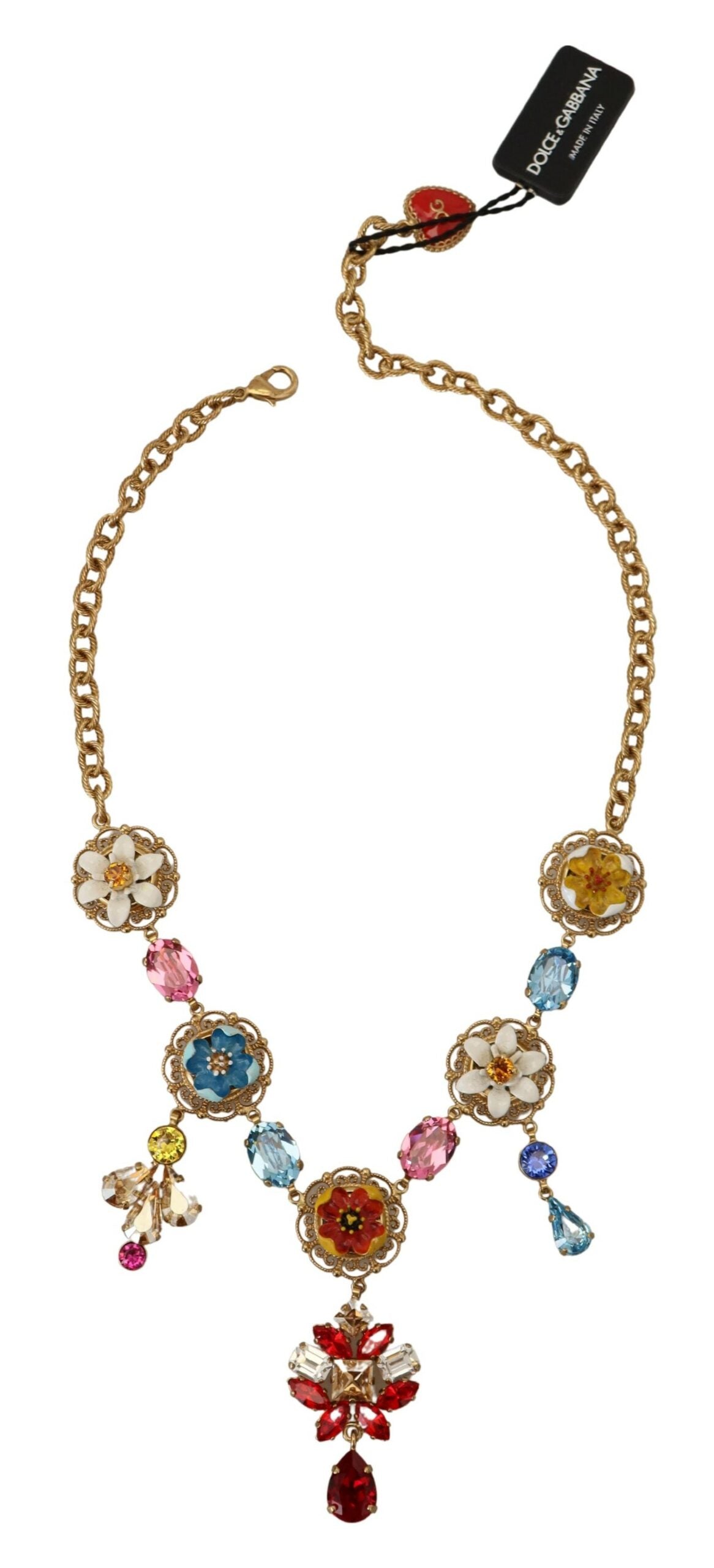 Dolce & Gabbana Elegant Multicolor Crystal Gold Necklace