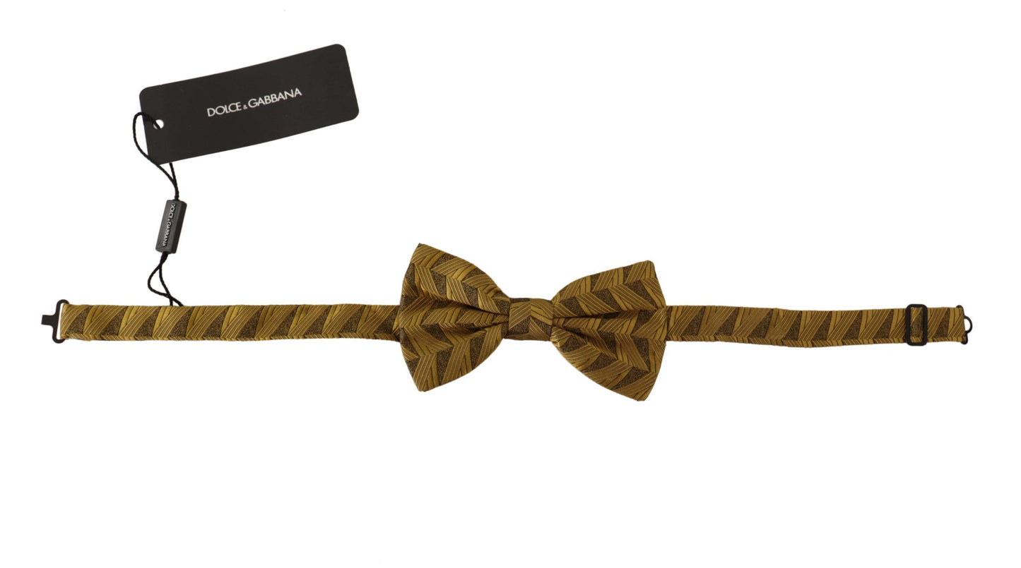 Dolce & Gabbana Elegant Gold Silk Bow Tie