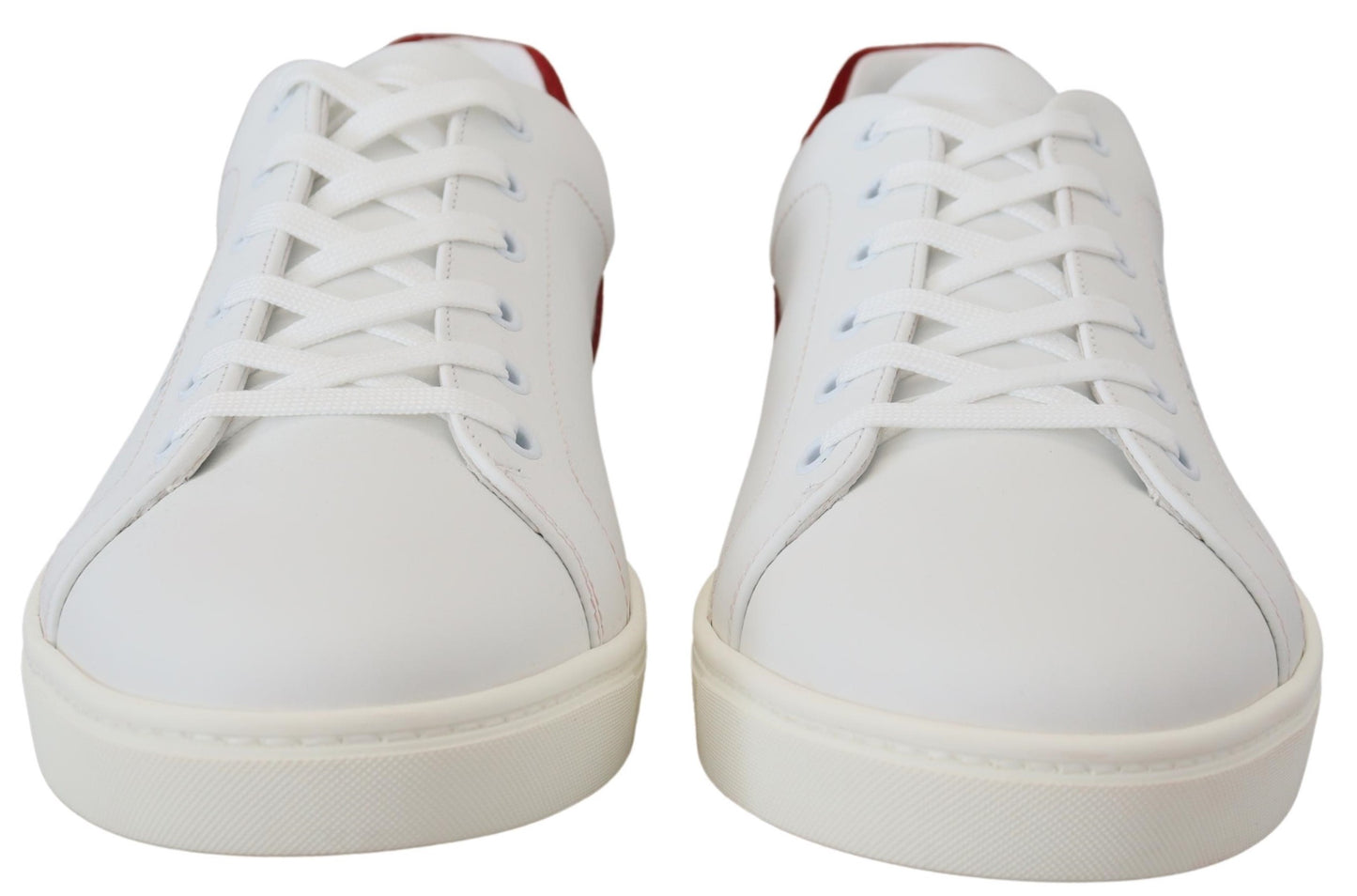 Dolce & Gabbana Elegant White and Red Leather Sneakers