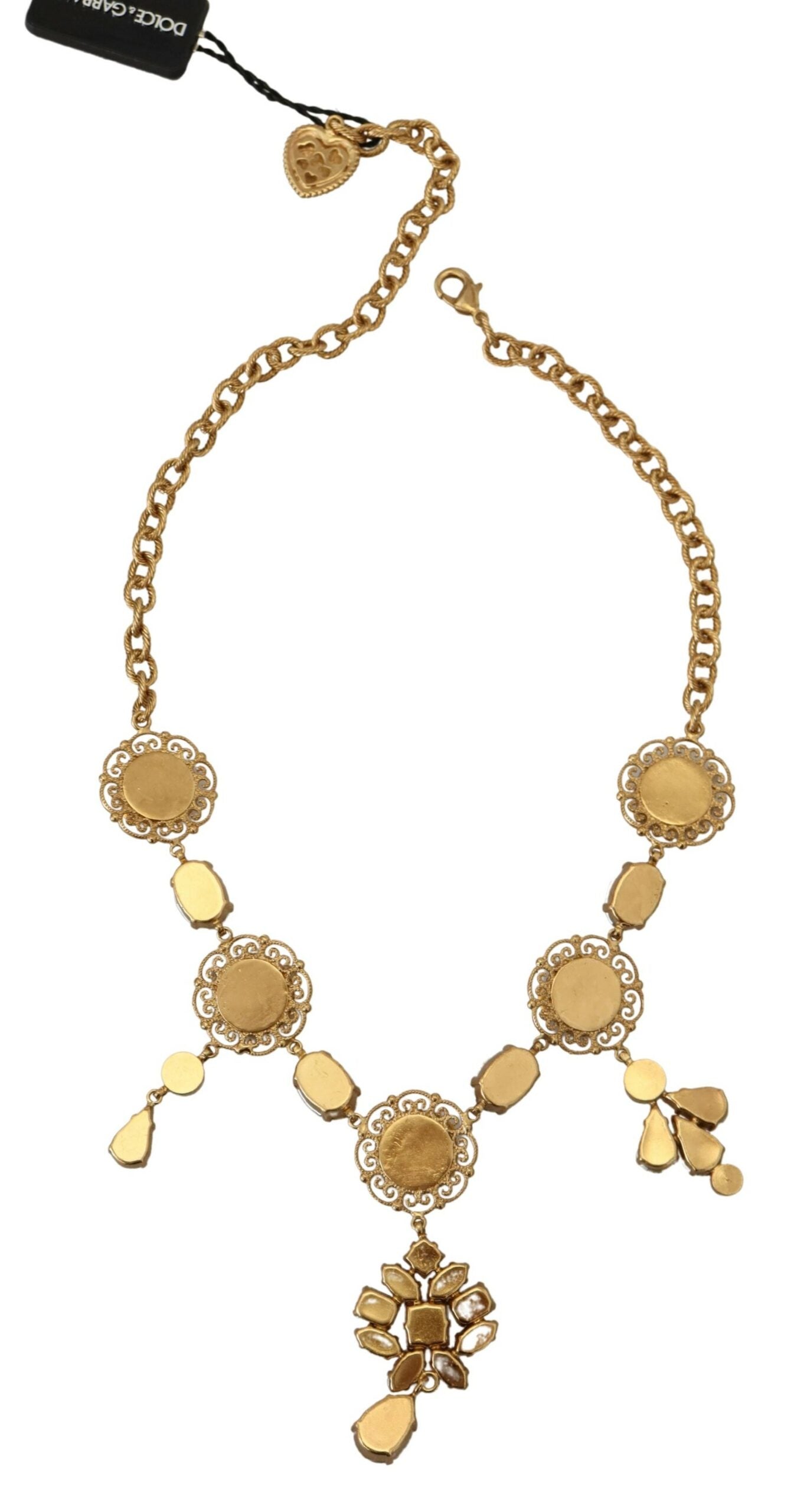 Dolce & Gabbana Elegant Multicolor Crystal Gold Necklace