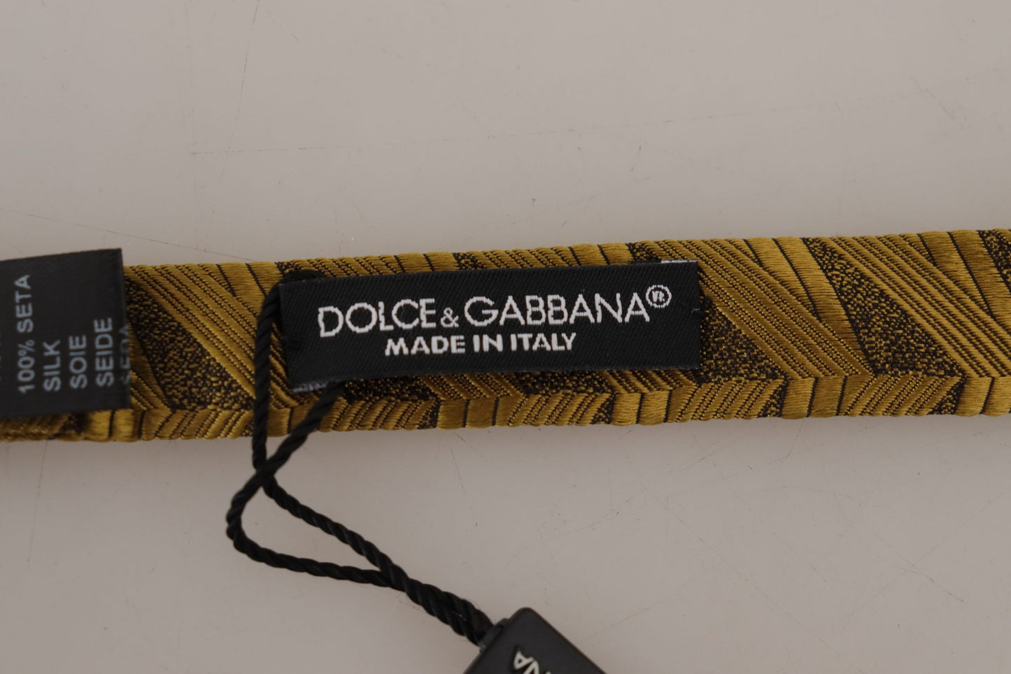 Dolce & Gabbana Elegant Gold Silk Bow Tie