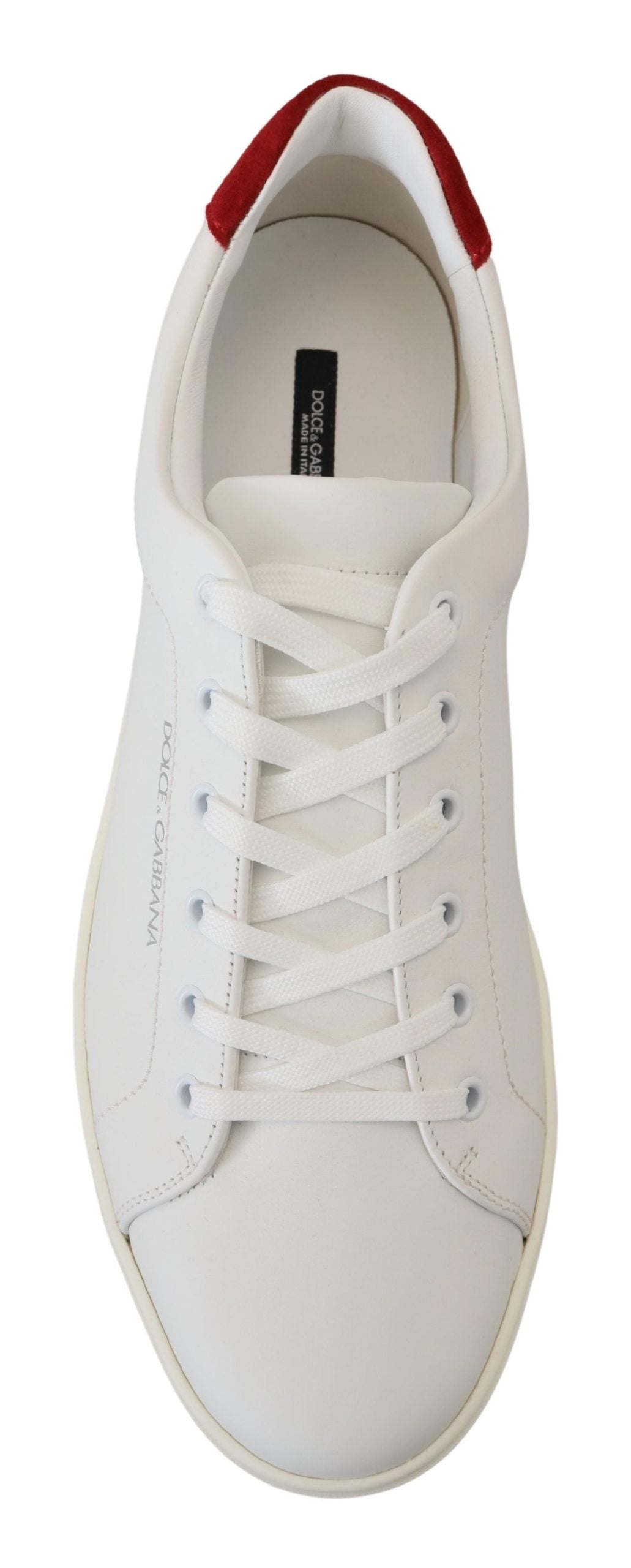 Dolce & Gabbana Elegant White and Red Leather Sneakers