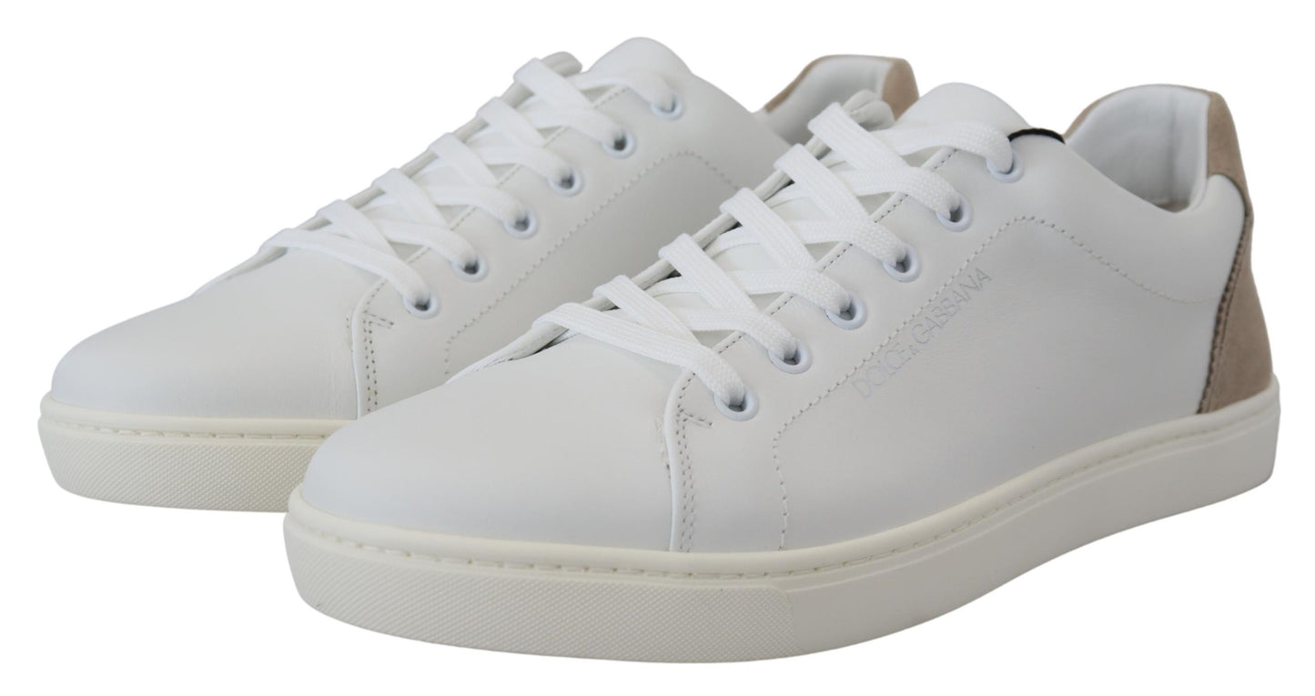 Dolce & Gabbana Elegant White Low-top Leather Sneakers