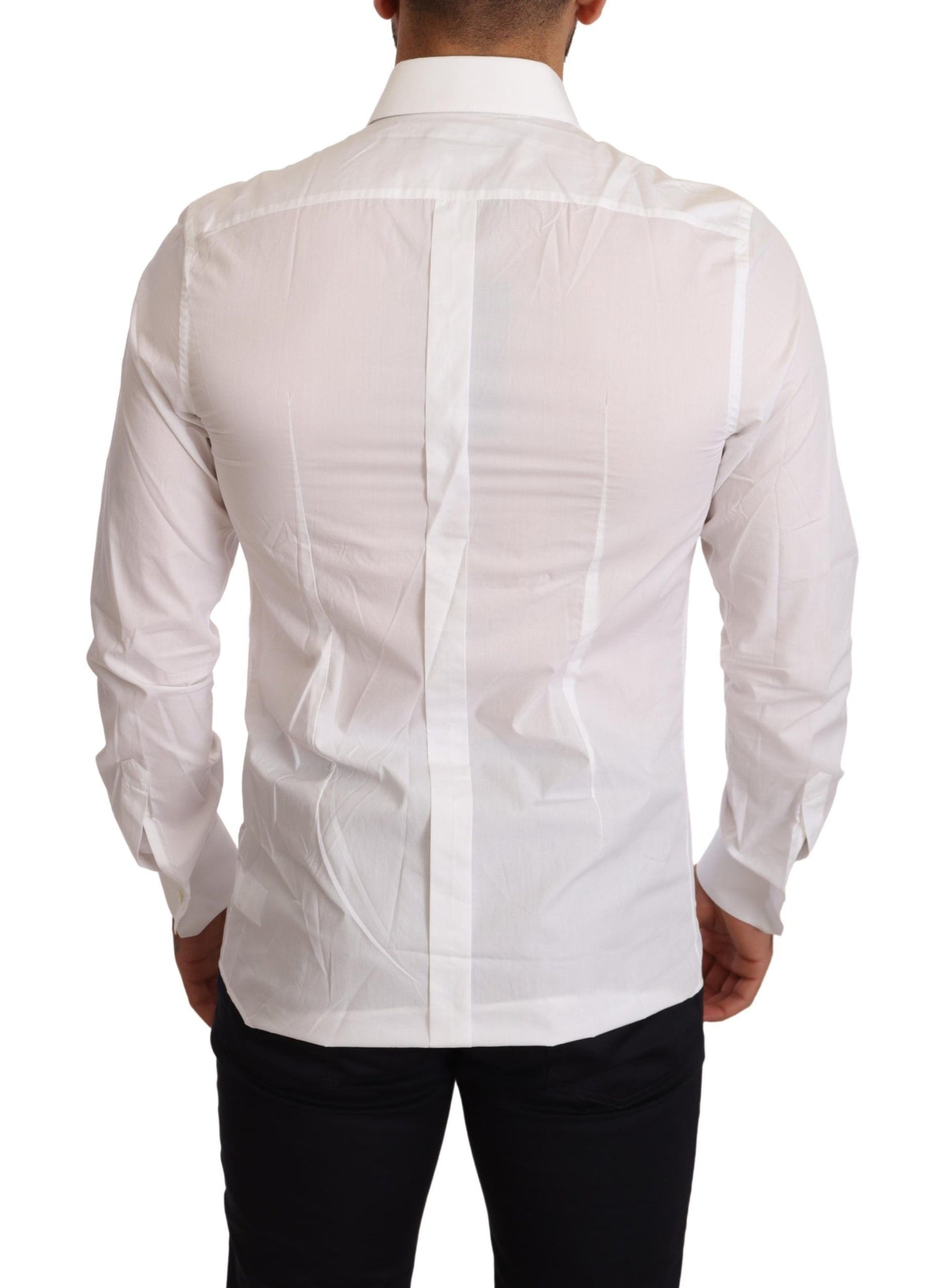 Dolce & Gabbana Elegant White Cotton Poplin Shirt with Love Patch