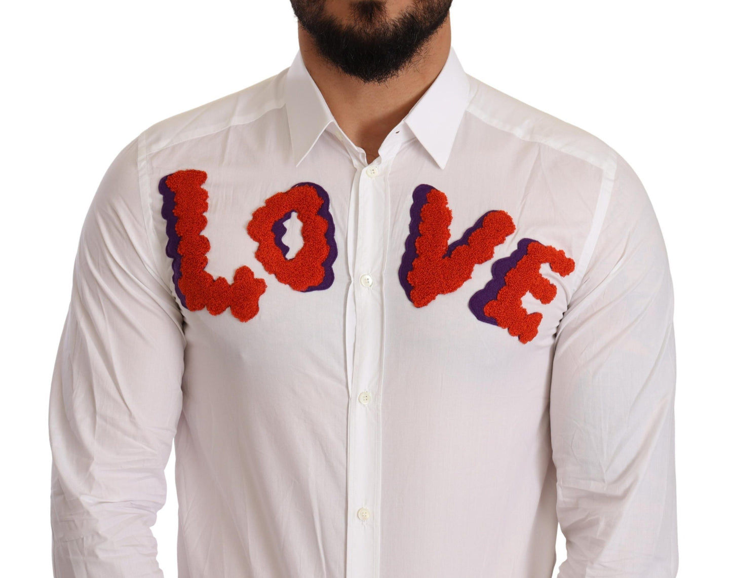 Dolce & Gabbana Elegant White Cotton Poplin Shirt with Love Patch