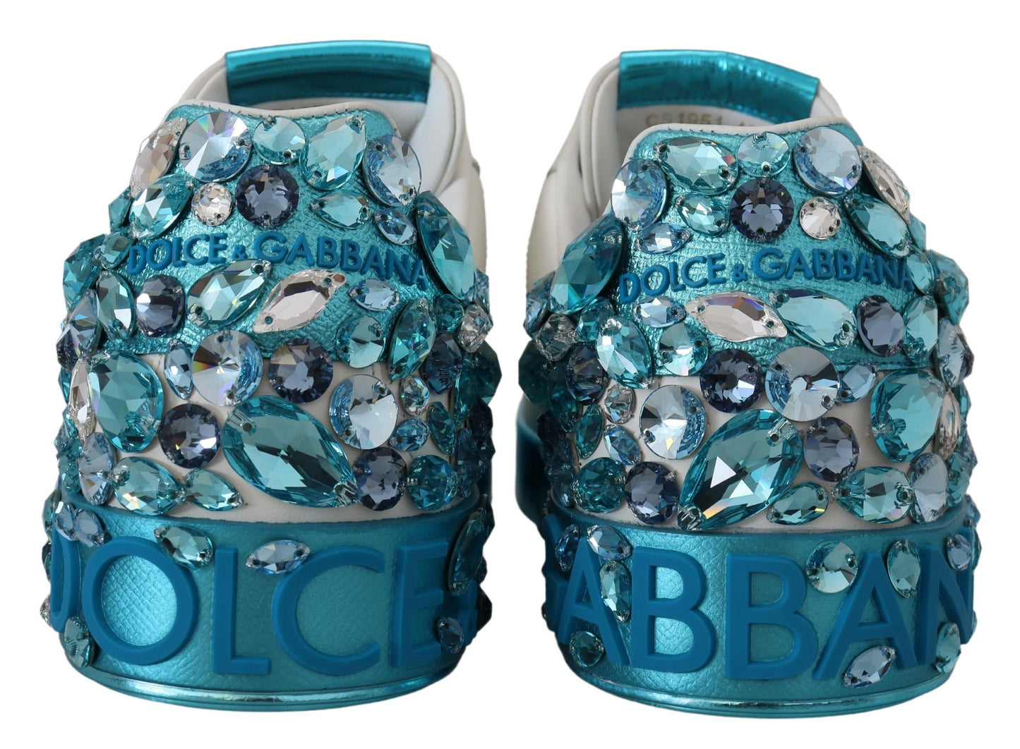 Dolce & Gabbana Elegant White and Blue Leather Sneakers