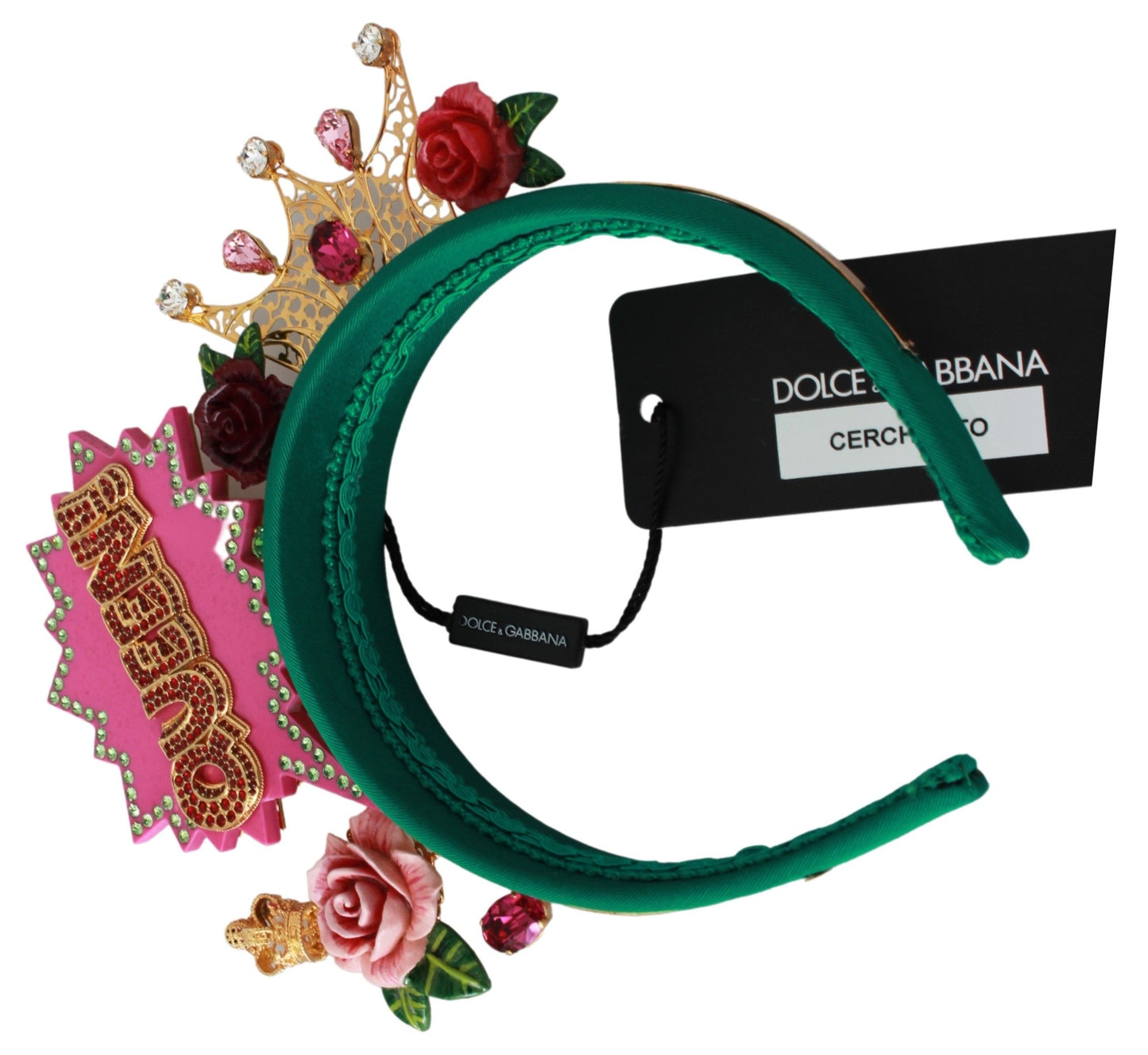 Dolce & Gabbana Enchanting Green Queen Crown Diadem Headband