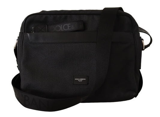 Dolce & Gabbana Elegant Gray & Black Reporter Messenger Bag