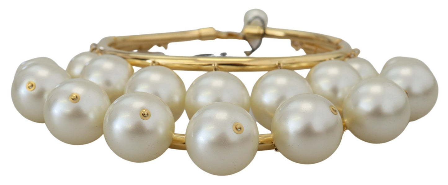 Dolce & Gabbana Elegant Faux Pearl Embellished Gold Choker