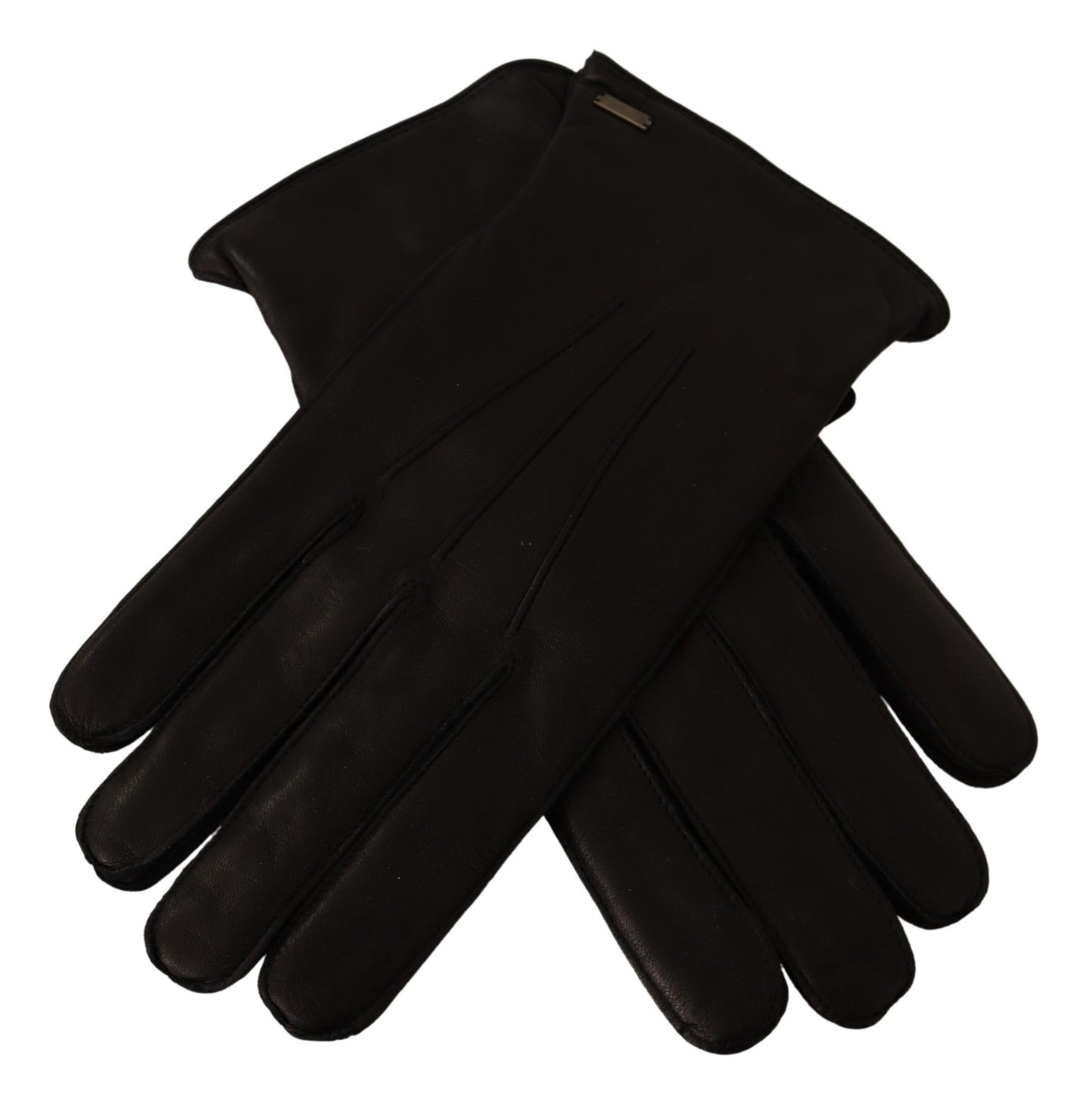 Dolce & Gabbana Elegant Black Leather Winter Gloves