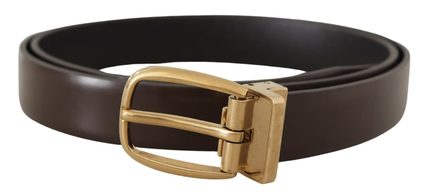 Dolce & Gabbana Elegant Dark Brown Leather Belt