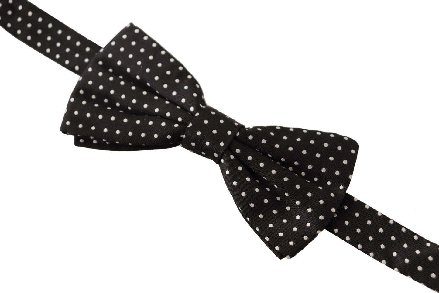 Dolce & Gabbana Elegant Black Silk Polka Dot Bow Tie