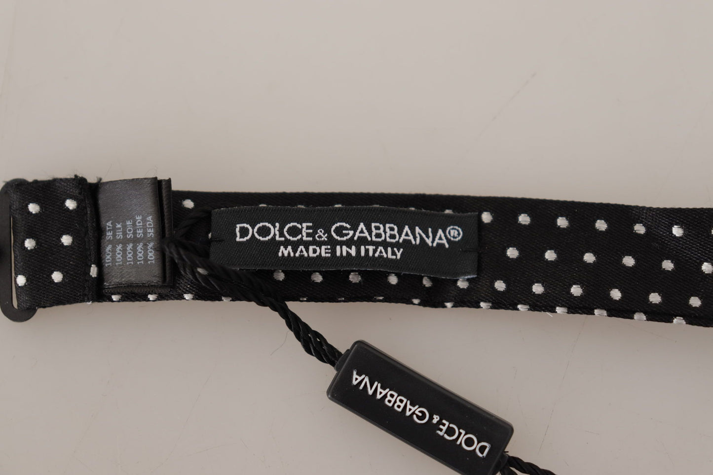 Dolce & Gabbana Elegant Black Silk Polka Dot Bow Tie