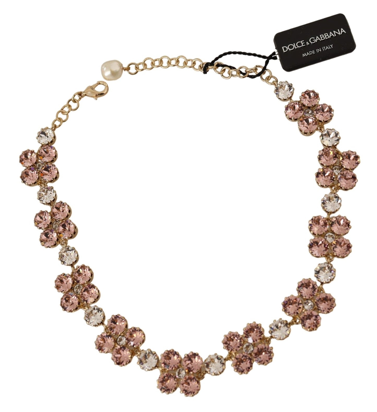 Dolce & Gabbana Elegant Gold Tone Crystal Charm Necklace