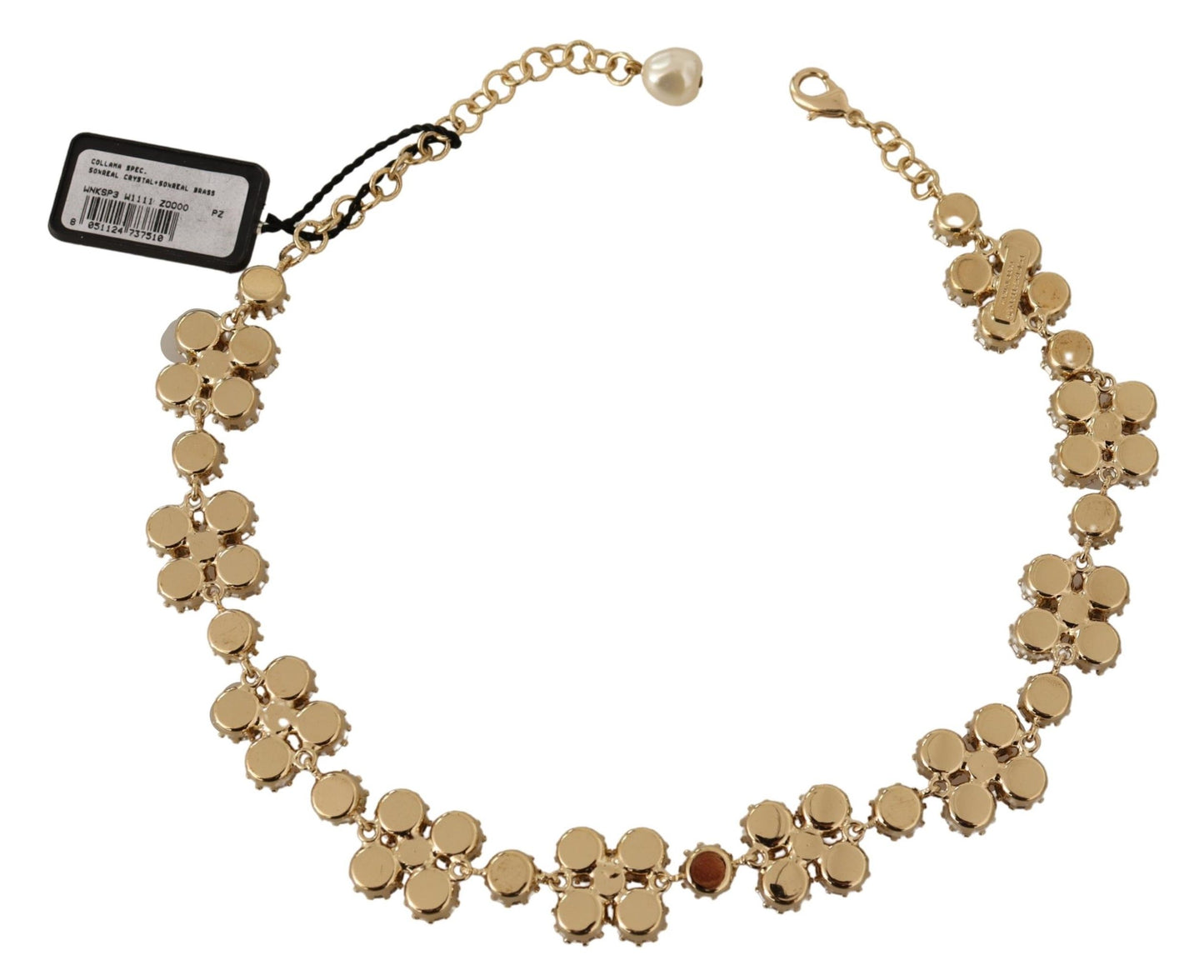 Dolce & Gabbana Elegant Gold Tone Crystal Charm Necklace