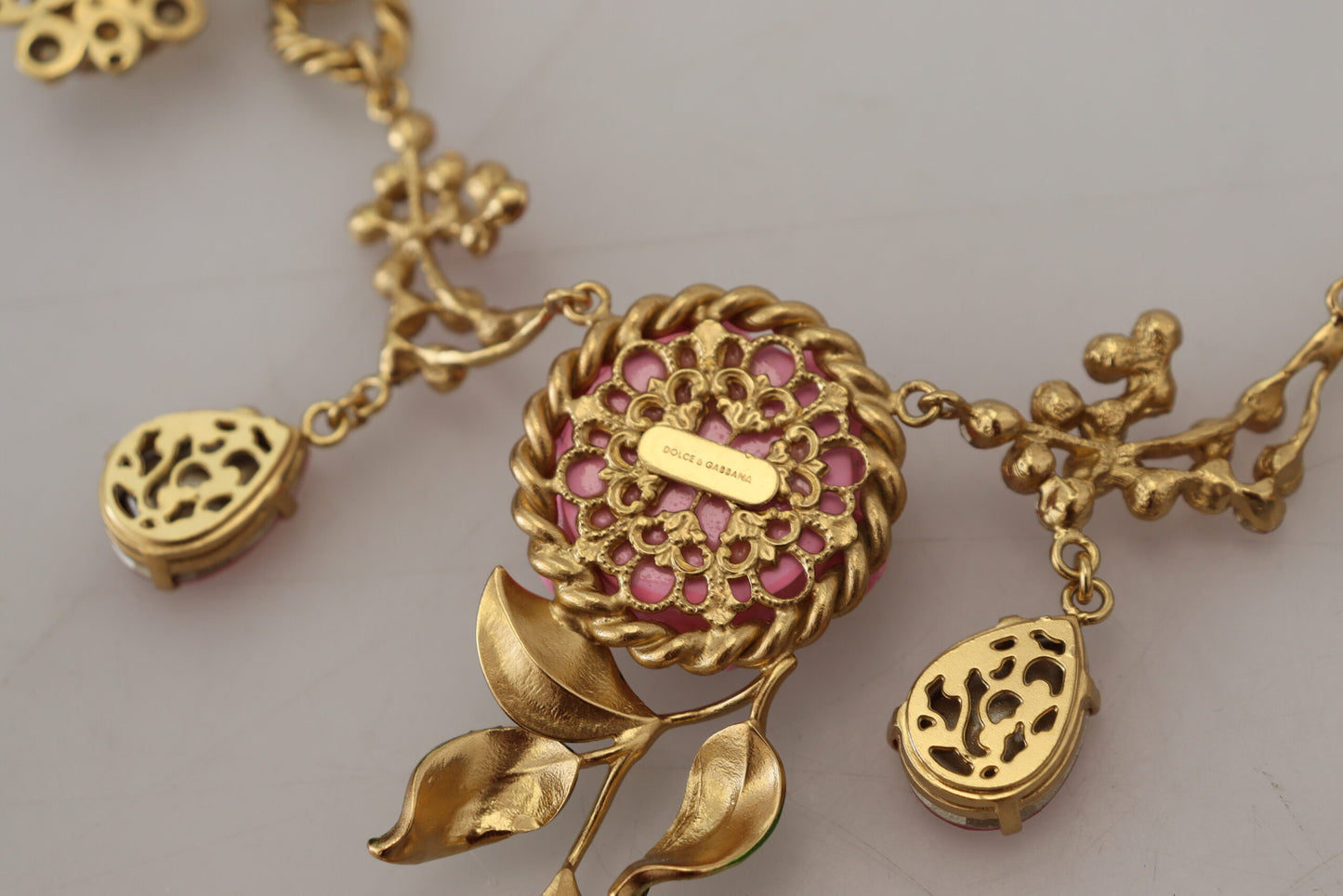 Dolce & Gabbana Elegant Floral Roses Gold-Plated Necklace