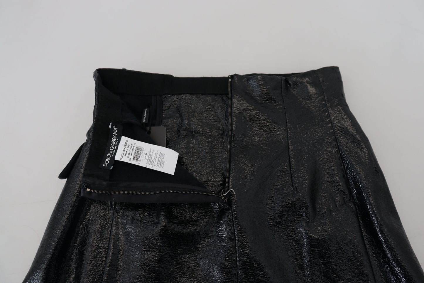 Dolce & Gabbana Elegant High Waist Mini Skirt in Shiny Black