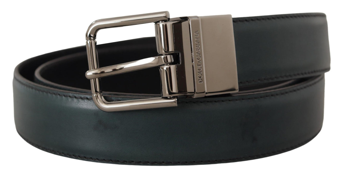 Dolce & Gabbana Chic Dark Green Leather Belt