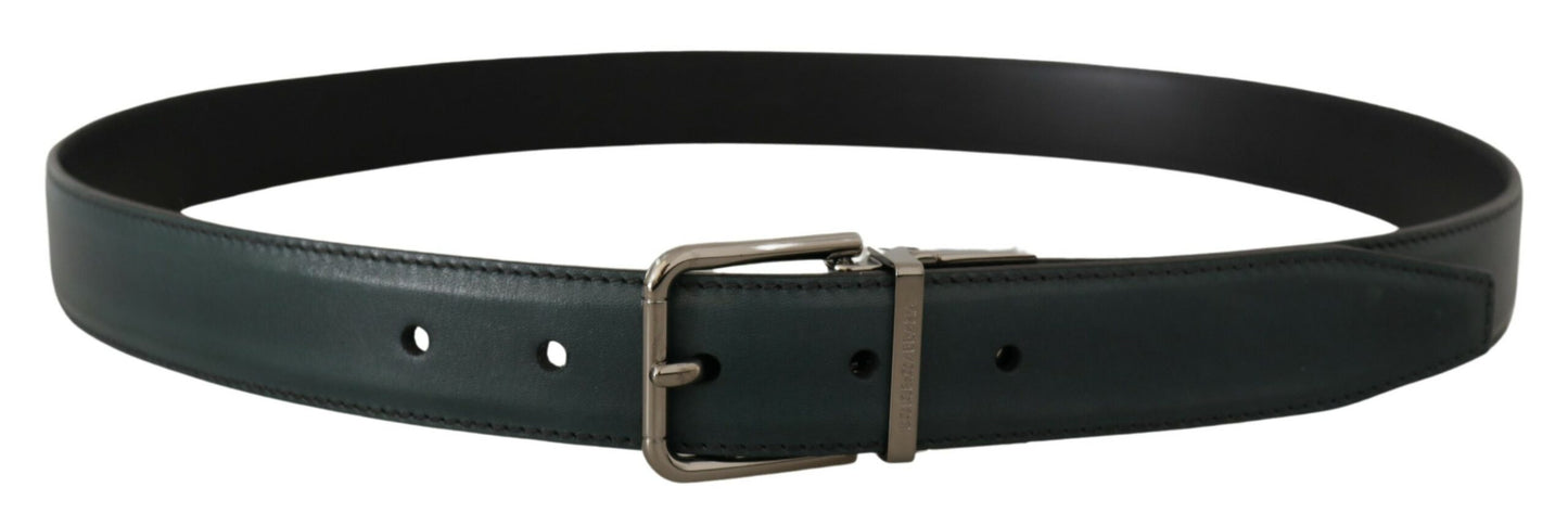 Dolce & Gabbana Chic Dark Green Leather Belt