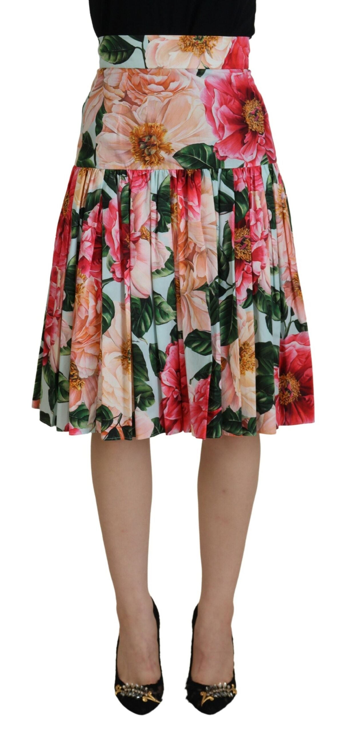 Dolce & Gabbana Chic High Waist Floral Knee Length Skirt