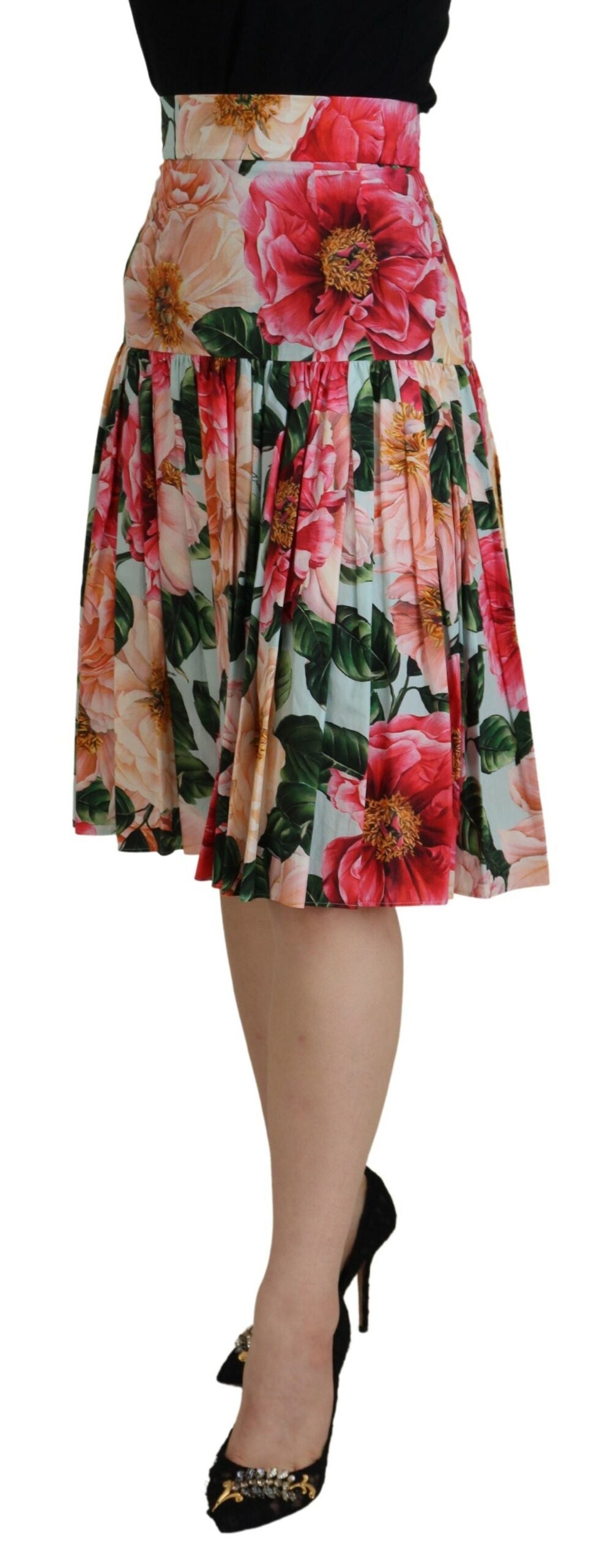 Dolce & Gabbana Chic High Waist Floral Knee Length Skirt