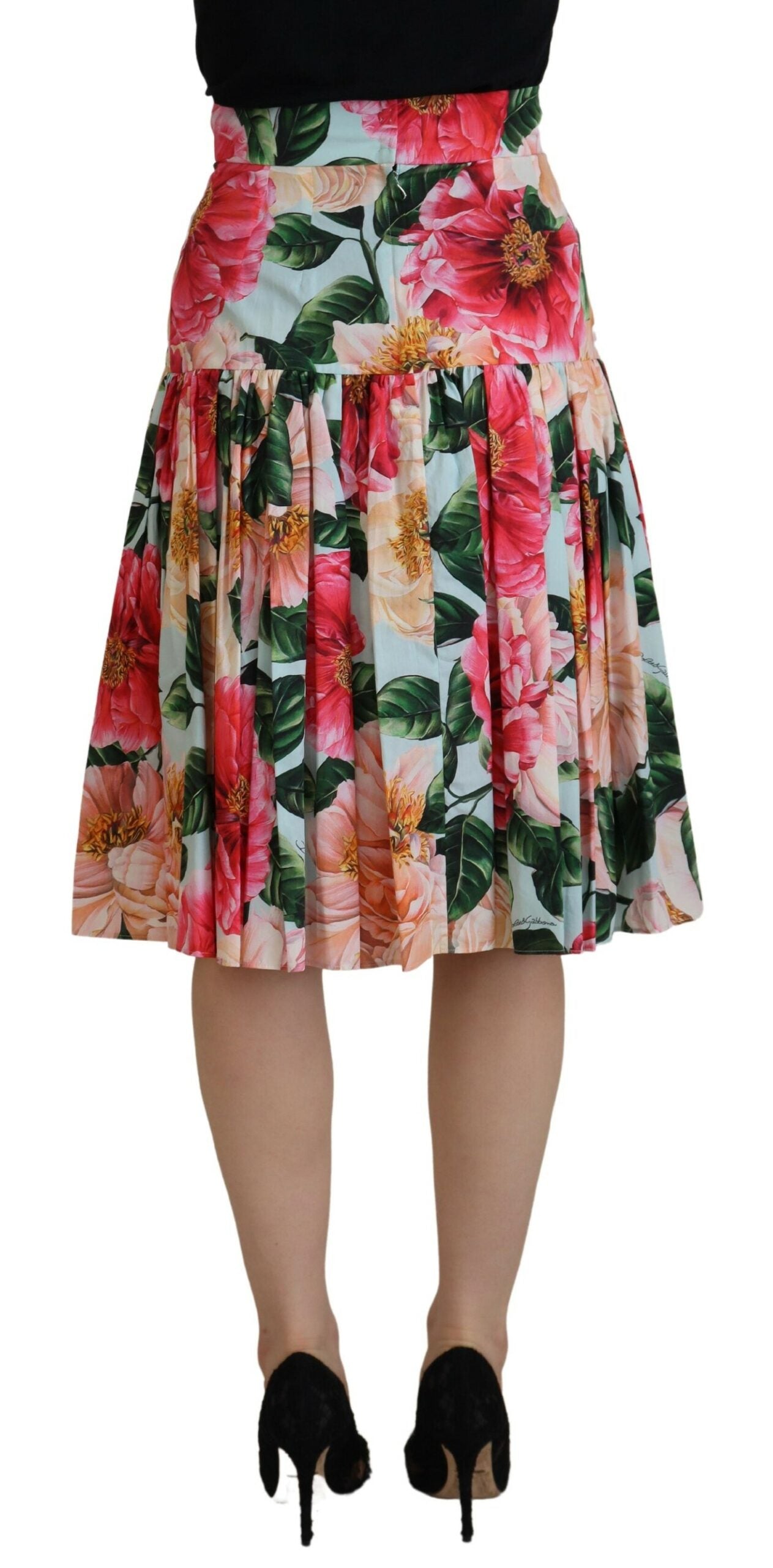 Dolce & Gabbana Chic High Waist Floral Knee Length Skirt