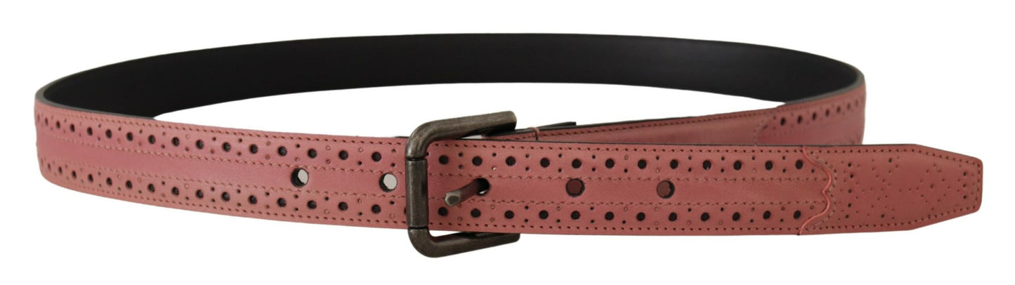 Dolce & Gabbana Chic Pink Leather Belt with Metallic Buckle