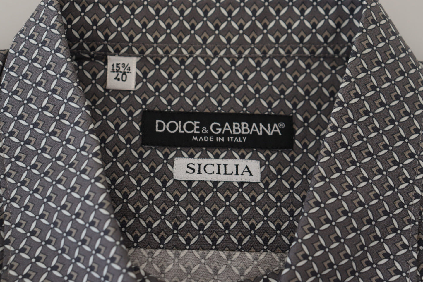 Dolce & Gabbana Elegant Slim Fit Gray Patterned Shirt