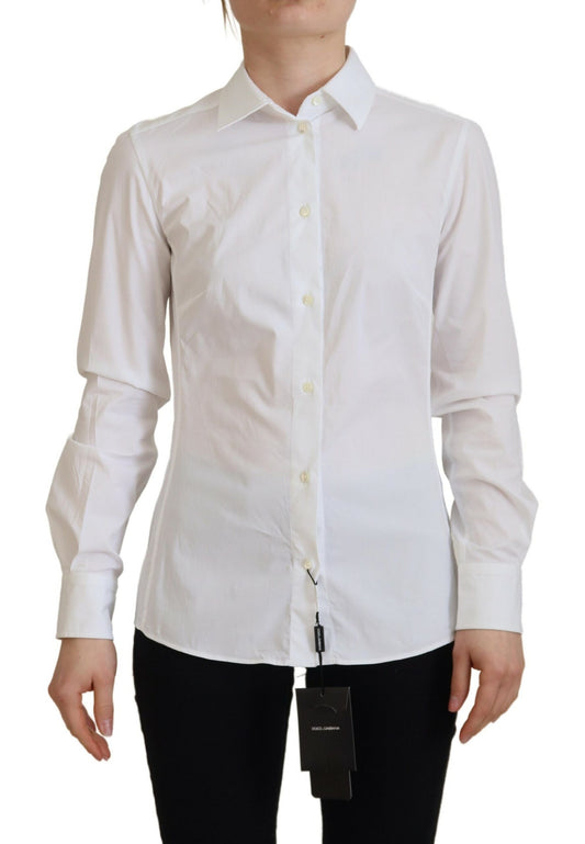 Dolce & Gabbana Elegant White Button-Up Cotton Top