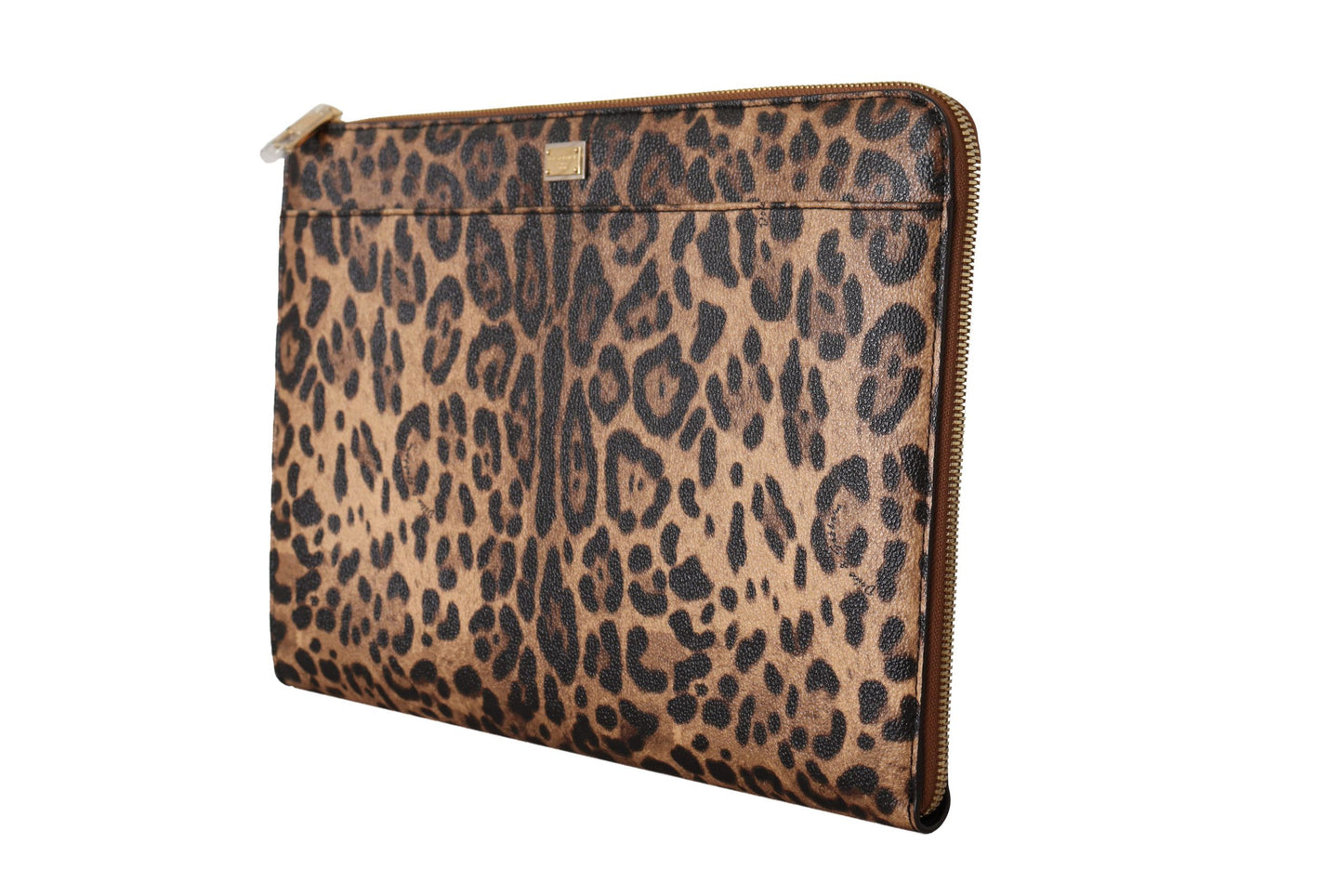 Dolce & Gabbana Elegant Leopard Print Leather Clutch