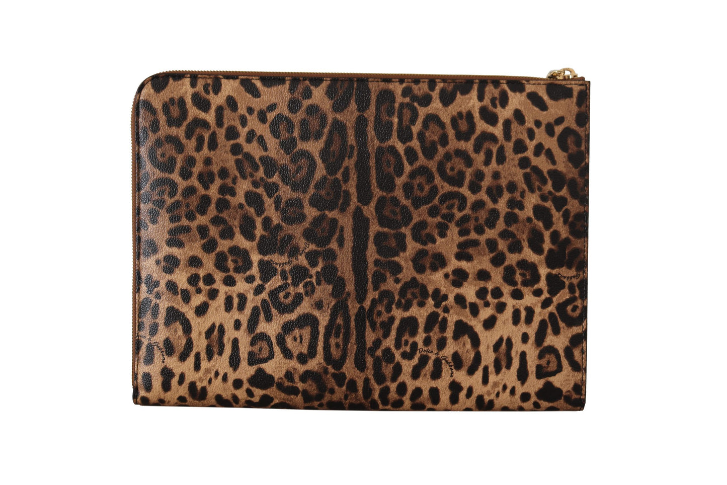 Dolce & Gabbana Elegant Leopard Print Leather Clutch