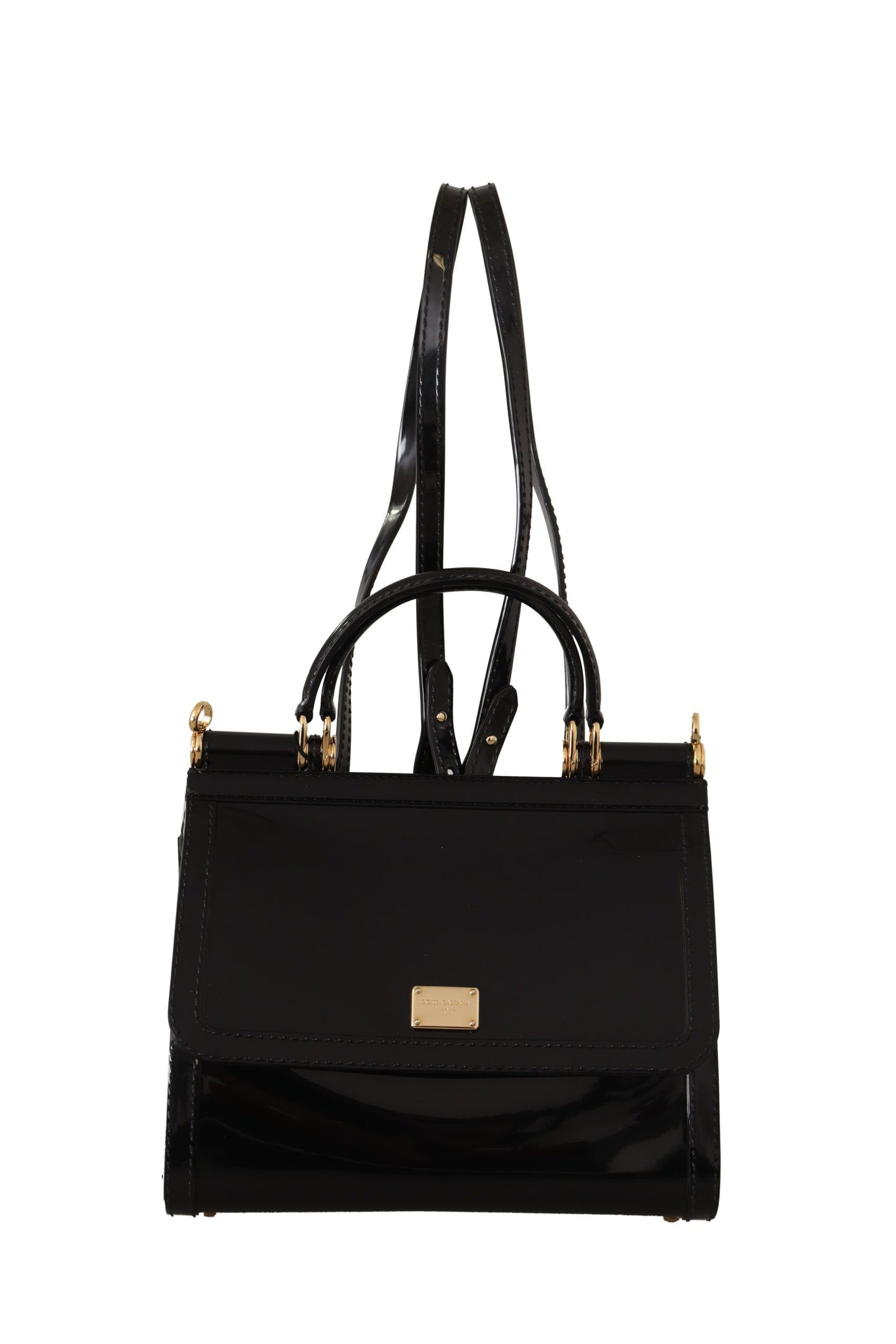 Dolce & Gabbana Elegant Black Sicily PVC Shoulder Bag